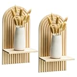 Joberio Boho Regal aus Holz 2 Stück - Bücherregal mit böhmischer Halterung | Modernes Wandregal Boho | Vintage Boho Bücherregal aus gebogenem Holz für Wohnzimmer und Badezimmer