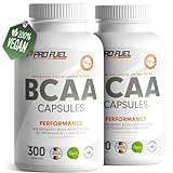 BCAA Kapseln 600x vegan - hochdosiert mit 8000mg BCAA im optimalen 2:1:1 Verhältnis - Giga-Caps mit 1000 mg BCAA - essentielle Aminosäuren Leucin, Isoleucin & Valin - Made in Germany - 2x300 Kapseln