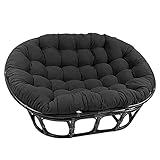 Papasan Rattan-Schaukelstuhlkissen, doppeltes übergroßes Papasan, Eierstuhlkissen Doppeltes Papasan-Stuhlkissen für den Außenbereich, wasserdicht mit Bändern,Schwarz,170cmX120cm