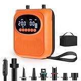 Mojimdo Elektrische SUP Pumpe 20PSI, Mit Akku, 5 Modi & Custom Modus, Kompakt mit Trageschlaufe, Auto-Off & Pa/PSI Umschaltung, Luftpumpe für Kajaks, Zelte, Matratzen, Schwimmringe