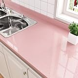 HotDecor Glänzende Tapete Rosa Küchenfolie Selbstklebend Wand Tapeten Klebefolie Rosa für Möbel Abwaschbare Folie Arbeitsplatte Küche Vinyltapete Rosa Schrank Folie Selbstklebend 60cm X 300cm