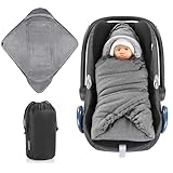 Zamboo Einschlagdecke für Babyschale und Kinderwagen - praktische Alternative zum Baby Winter-Fußsack, weiches und wattiertes Thermo Fleece - Grau (Basic)