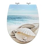 WOLTU Toilettendeckel mit Absenkautomatik Klodeckel WC Sitz Softclose antibakterielle Klobrille mit Quick Release Funktion Duroplast Oval einfache Montage Weiße Perle