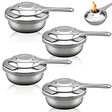 UOSIWYA 4 Stück Fondue Brenner, Brennpastenbehälter Edelstahl Pastenbrenner Tragbarer Mini Alkoholkocher Brennpasten Behälter Fondue Zubehör für Outdoor Buffets Grillpartys