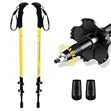 2-teilige Wanderausrüstung, 7,9 Oz Extrem Leichte Anti-Shock-Carbon-Trekkingstöcke, Einziehbare Nordische Wanderstöcke(Yellow)