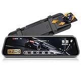 4K Spiegel Dashcam Rückspiegel Kamera mit 64G SD-Karte Rückfahrkamera Spiegel Auto Kamera mit 10' IPS-Touchscreen Dashcam Auto Vorne Hinten 170° Weitwinkel WDR Loop-Aufnahme G-Sensor