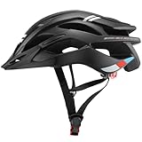Fahrradhelm mit LED-Licht Mountainbike Helm Stadthelm Radhelm Unisex-Größenverstellbarer Helm Atmungsaktiv MTB-Helm Mountainbike Helm für Herren Damen(52-62CM)