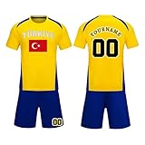 Türkei Trikot Personalisierte Fußball Trikot Kinder/Erwachsener 2024 Türkei Personalisiertes Fußball Trikot Kinders Jungen Fußball Shorts&Trikots Shirt mit Name Nummer Team Logo Fußball Trikot