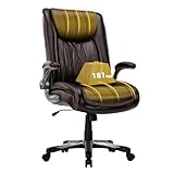 COLAMY XXL Bürostuhl [180kgs] - Hochlehner Chefsessel mit verstellbaren Armlehnen & Synchron-Mechanik - Extra breiter Sitz (58cm), atmungsaktive Kunstleder - Für Homeoffice (Braun)