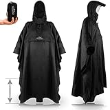 Outdoro Regenponcho - Einstellbare Länge - Mit Reißverschluss und Sichtfenster - Poncho Unisex für Damen & Herren, Erwachsene (Schwarz), einheitsgröße