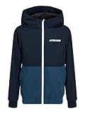 JACK&JONES JUNIOR Jungen JJERUSH Hood Bomber NOOS JNR Softshelljacke, Navy Blazer/Detail:Ensign Blue/White Blocking, 152