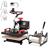 CREWORKS Hitzepresse Transferpresse Heat Press Heißpresse 360 Grad Schwenkbar DIY Mulitifunktional Sublimation Wärmepresse (30x25cm 8 in 1)