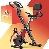 3-IN-1 Heimtrainer Fahrrad Klappbar, VANNECT Hometrainer Fahrrad mit Rückenlehne, 16 Stufen Magnetwiderstand, Monitor & Pulssensor, Leise & Platzsparend, Höhenverstellbarer Sitz, Belastbar bis 160 kg