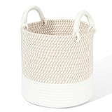 HDRNT Aufbewahrungskorb Geflochten Baumwollseil, Körbchen Wickeltisch Organizer Korb,Stapelbare Speicher Storage Basket, Aufbewahrung Körbe für Kinderzimmer Wohnzimmer Bad Aufbewahrungsbox 25 * 25cm