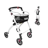 KMINA PRO - Rollator Schmal für Wohnung, Faltbarer für Senioren, Indoor mit Tablett, Kleiner, Schwarz