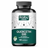 Quercetin Hochdosiert - 180 Kapseln - 500 mg Quercetin pro Kapsel - Vorrat für 6 Monate - Hochwertiger Rohstoff: Japanischer Schnurbaum - Ohne Zusätze & Vegan- Raibu