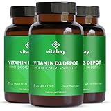 Vitabay Vitamin D3 Hochdosiert 50.000 I.E. - 360 Vegane Vitamin D Tabletten als Depot - Laborgeprüft