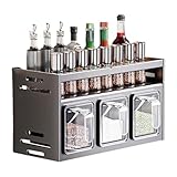 Multifunktionales Gewürzregal zur Wandmontage, Küchenaufbewahrung für Gewürzgläser und Gewürze, Gewürzhalter mit drei Gittern, platzsparendes Design