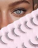 Onlyall Wimpern Natürliche Künstliche Wispy Lashes Natürliche Look Ausgestellte Falsche Weiche Flauschige-Wimpern 6-13MM 7 Paare D1