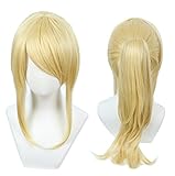 Linfairy Blonde Damen Perücke Kostüm Cosplay Perücke + 50 cm Pferdeschwanz