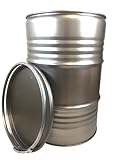 Birsppy SRM - Design Metallfass 210 Liter Blechfass Fass Ölfass Tonne mit Spannring und Deckel Blank NEU