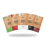 Grizzly Foods • Beef Jerky Probierpaket mit 5 Sorten (5 x 50g) • Trockenfleisch von deutschen Rindern • High Protein Snack • Ideal für Unterwegs, Büro, Sport