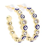 Healeved 1Paar Kreative Damen Creolen Ohrringe mit Augen Einzigartiges Geometrisches Design Langlebig Hautfreundlich für Besondere Anlässe