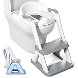 Wimaha Toilettensitz Kinder, Upgraded 2-in-1 Toilettensitz Kinder mit Treppe, Höhenverstellbar Faltbarer Kinder Toiletten Trainer, Tritthocker kinder mit Rutschfestes Trittbrett