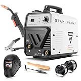 STAHLWERK Schweißgerät Vollausstattung Mini FLUX 120 ST - Fülldraht, ohne Schutzgas, synergischer Drahtvorschub für 0,6 | 0,8 | 0,9 | 1,0 mm Schweißdraht, kompakter Inverter mit echten 120 Ampere