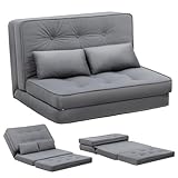 COMHOMA Schlafsofa, 2-Sitzer, kleines Bett, Sofa, Rückenlehne, verstellbar, 6 Ebenen, geeignet für Wohnzimmer, Schlafzimmer und Camping, Grau
