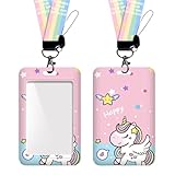 THQAE Ausweishülle mit Band, Id Badge Holder Breakaway Lanyard für, Einziehbare Badge Reel, Abnehmbare Namensschild Clips, Hals Lanyard Strap, Lehrer Büro Geschenke, Einhorn, Stil 3
