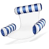 Balinco Luftmatratze Pool, Aufblasbarer Sessel, Wasserstuhl mit Rückenlehne und Armlehnen, Schwimmsitz, Poolsitz, Sonnenstuhl, Wasser Relaxstuhl (Blau/Weiß)