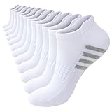 Stoeury Sneaker Socken Damen 35-38, 6 Paar Atmungsaktive kurze Sportsocken Laufsocken, Anti Schweiß Gepolsterte Baumwolle Sneakersocken, Weiß