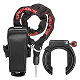 TRELOCK Rahmenschloss RS 453 Balloon Naz + Einsteckkette ZR 355 100/6 mit Satteltasche – 56 mm breite Öffnung