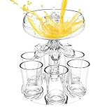 Schnapsglasspender – mit 6 Stück 45 ml Schnapsgläser-Set, Party-Getränkespender, Schnapsdose, Cocktail-Bierspender, Acryl-Schnapsglasspender für Apfelwein, Whiskey, Cocktail, lustiges Bar-Zubehör