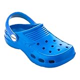 3Kamido® Croco Kids schöne Clogs Kinder Gartenschuhe Badelatschen Sandkasten Camping Jungen und Mädchen (Blau, 35)