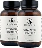2x Vitamin B Komplex vegan je 90 Kapseln im Glas 1 Kapsel/Tag alle B-Vitamine Reinfink®