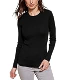 Damart – Pullover mit Rundhalsausschnitt, 50 % Merinowolle, einfarbig und gestreift, Schwarz , 46