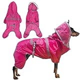 Wasserdichter Hunde-Regenmantel, transparente Hunderegenjacke mit Kapuze für kleine und mittelgroße Hunde, verstellbarer Hunderegenmantel mit reflektierendem Riemen, leichter Hundeponcho,