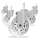 COSYLAND Bürostuhl Rollen - 5er Set Rollen für Bürostühle - Super Leise und Weiche für Hartböden, Parkett, Teppich, Laminat, Nur Kompatibel mit IKEA Bürostühle, 10 x 22 mm, Weiß