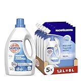 Sagrotan Wäsche-Hygienespüler Frisch, Waschmittel-Zusatz - 1,5 L & Sagrotan Wäsche-Hygienespüler Himmelsfrische Nachfüller 5 x 1,2l