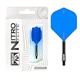 RED DRAGON Darts – Nitro Flite Integriert Flüge & Schäfte System – No.2 Form und Design – Schwarz & Blau Farbe, Medium Länge