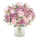 SOMYTING Pfingstrose Künstliche Blumen 2 Bündel Künstliche Pfingstrose Blumenstrauß Kunstblumen Seidenpfingstrosen Blumensträuße für Hochzeit Partei Tischaufsätze Blumenarrangement Heim Küche Dekor