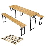 Juskys Bierzeltgarnitur Bichl 3-teilig & klappbar 170x46x77 cm - Gartenmöbel Set Biertisch & 2 Bierbänke - Festzeltgarnitur Holz Camping Garnitur