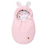 Mikos Einschlagdecke Babyschale 100% Baumwolle GOTS Zert. Frühjahr Strickdecke Fußsack mit Zip Baby mit Füllung Universal für Kinderwagen Buggys Frühling Maxi Cosi 3 Punkt Gurt (50) (Rosa)