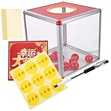 CLISPEED Transparente Losbox mit Roten Bällen Wiederverwendbare Robuste Wahlurne für Meetings Veranstaltungen und Gewinnspiele Inklusive Stift und Papier