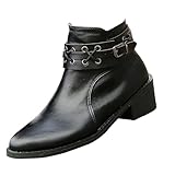 Winterstiefel für Damen, Vintage, bequem, niedriger Absatz, leicht, Damen-Stiefel, Motorradschuhe, Cowboystiefel, Schwarz , 38.5 EU