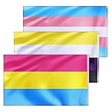nicht-binäre Flagge, Regenbogen-Pride-Flagge, bunte LGBT-Flagge, Bootflagge Pansexualität Fly BreezeSet 3er-Pack Non-Binary Pride Flag, Transgender-Flagge, bunte LGBT-Flaggen
