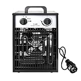 FIVMEN 5KW Heizlüfter Elektroheizung mit 4 Heizstufen Elektroheizer Bauheizer mit Integriertem Thermostat Elektrische Heizung Heater für Räume 10-50 m³, Schwarz