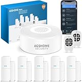 AGSHOME Alarmanlage 8-teiliges, Smart Home Alarmanlage Haus mit APP, WLAN Alarmanlage Set mit Sirene, 5 Fenster Tür Sensoren Und 2 Fernbedienungen, Alarmanlage für Haus, Wohnung, Wohnmobil